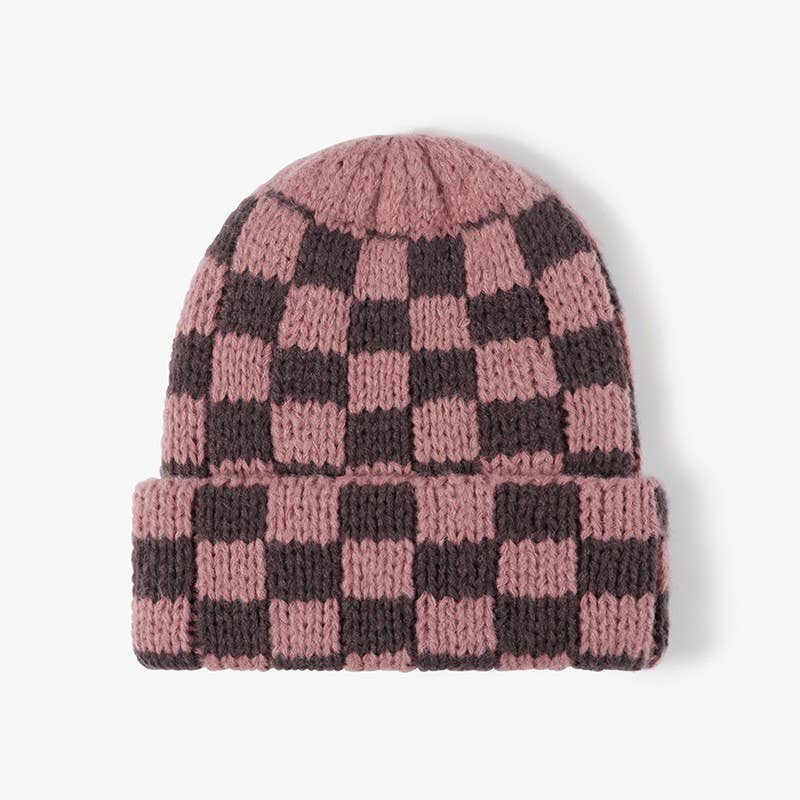 
                  
                    Checkered Soft Plush Knit Beanie
                  
                