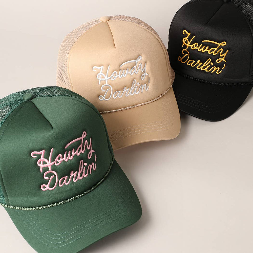 Howdy Darlin' Satin Embroidered Trucker Cap
