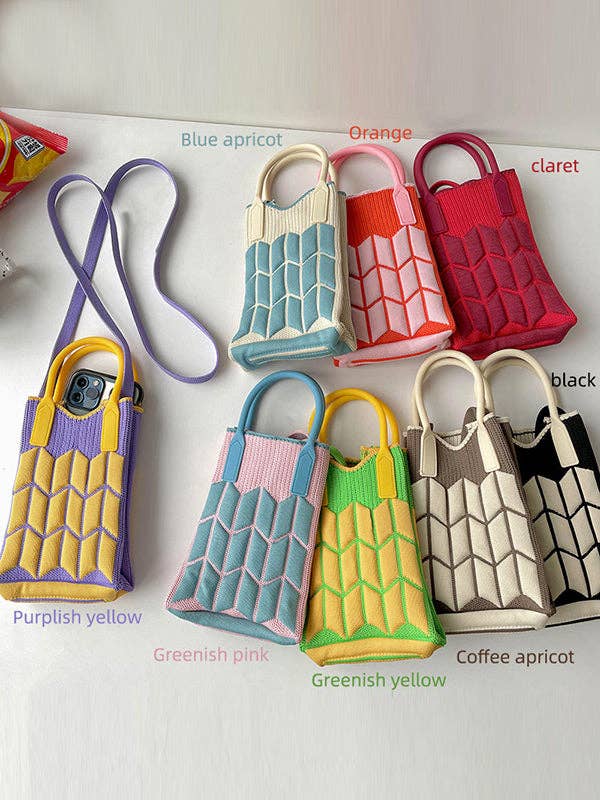 Geometric Knit Phone Sling Bag