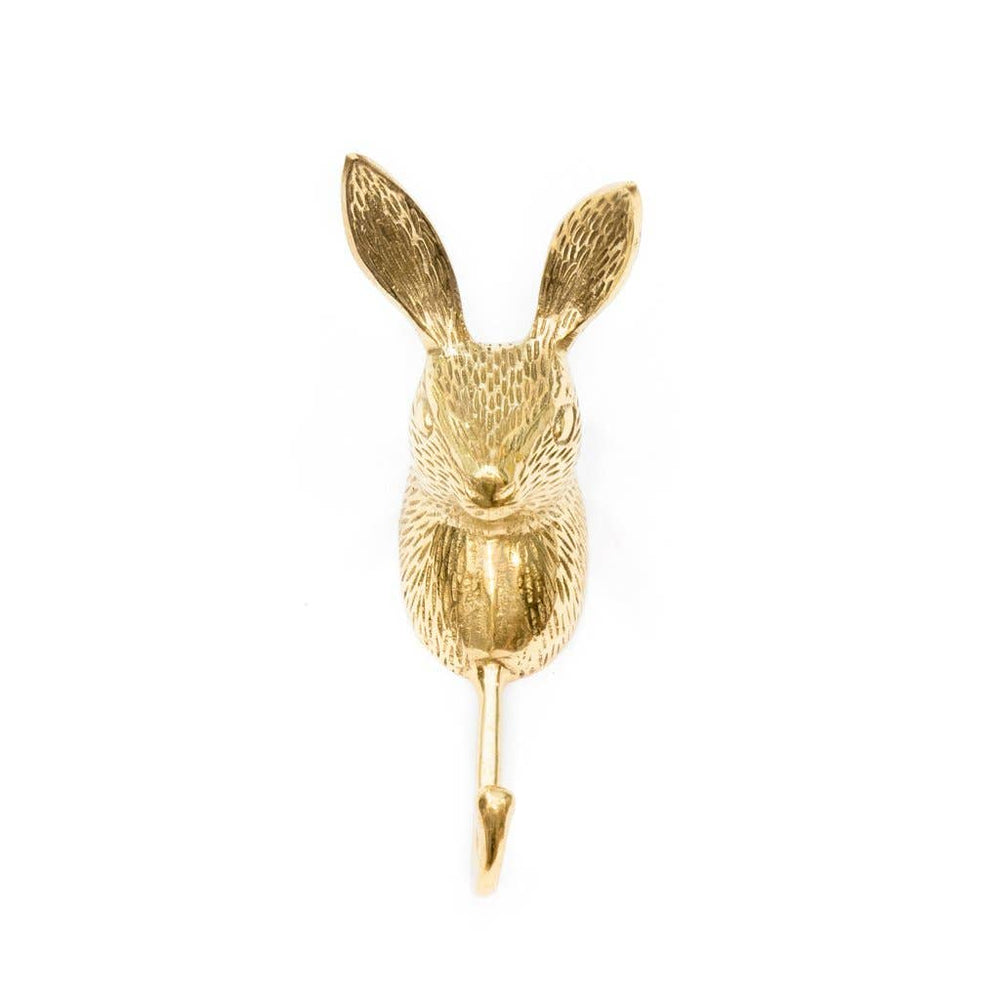 Solid brass golden bunny rabbit coat hook