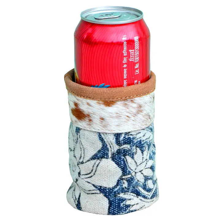 Floral Canvas + Fur Can Sleeve