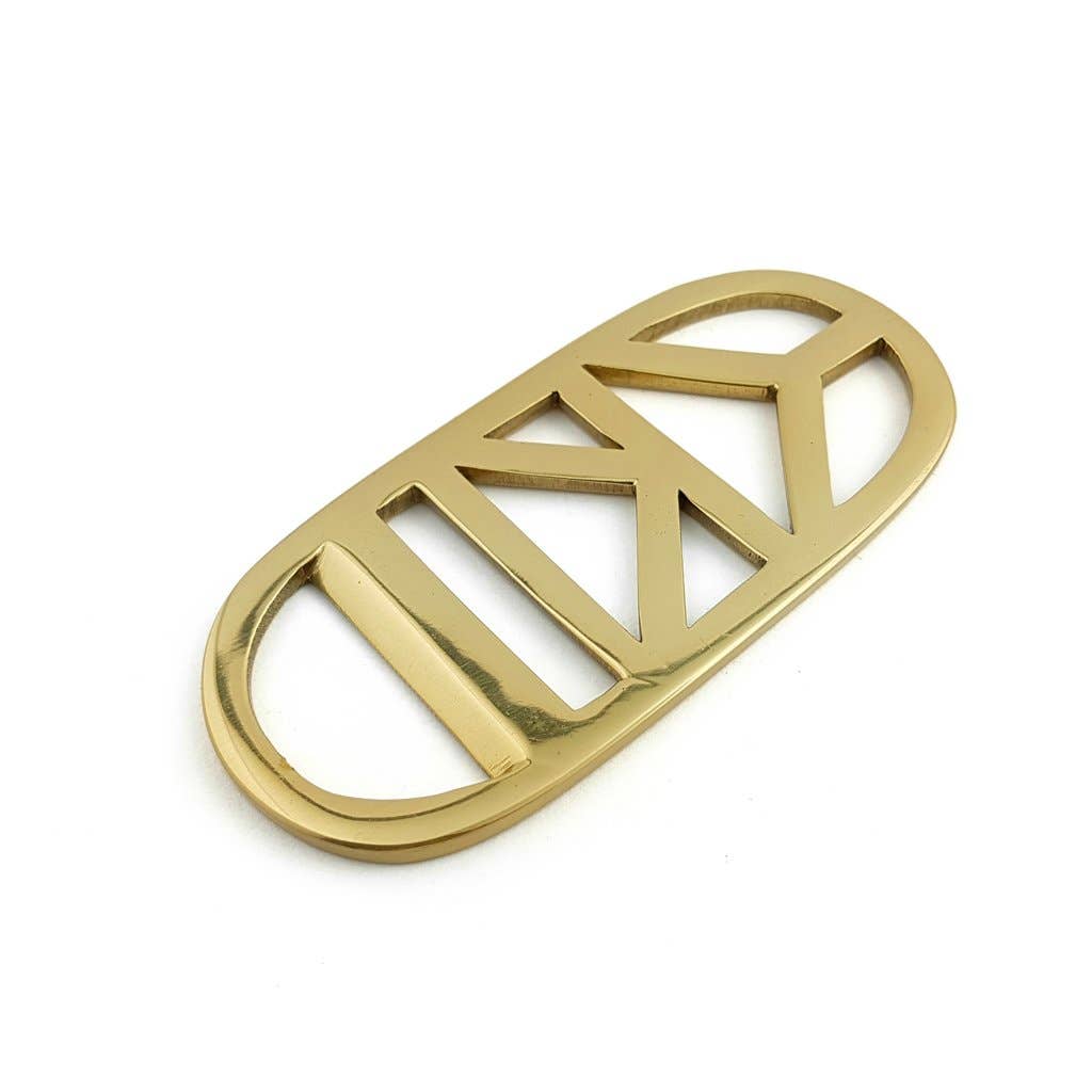 Brass geometric bottle opener with double triangles