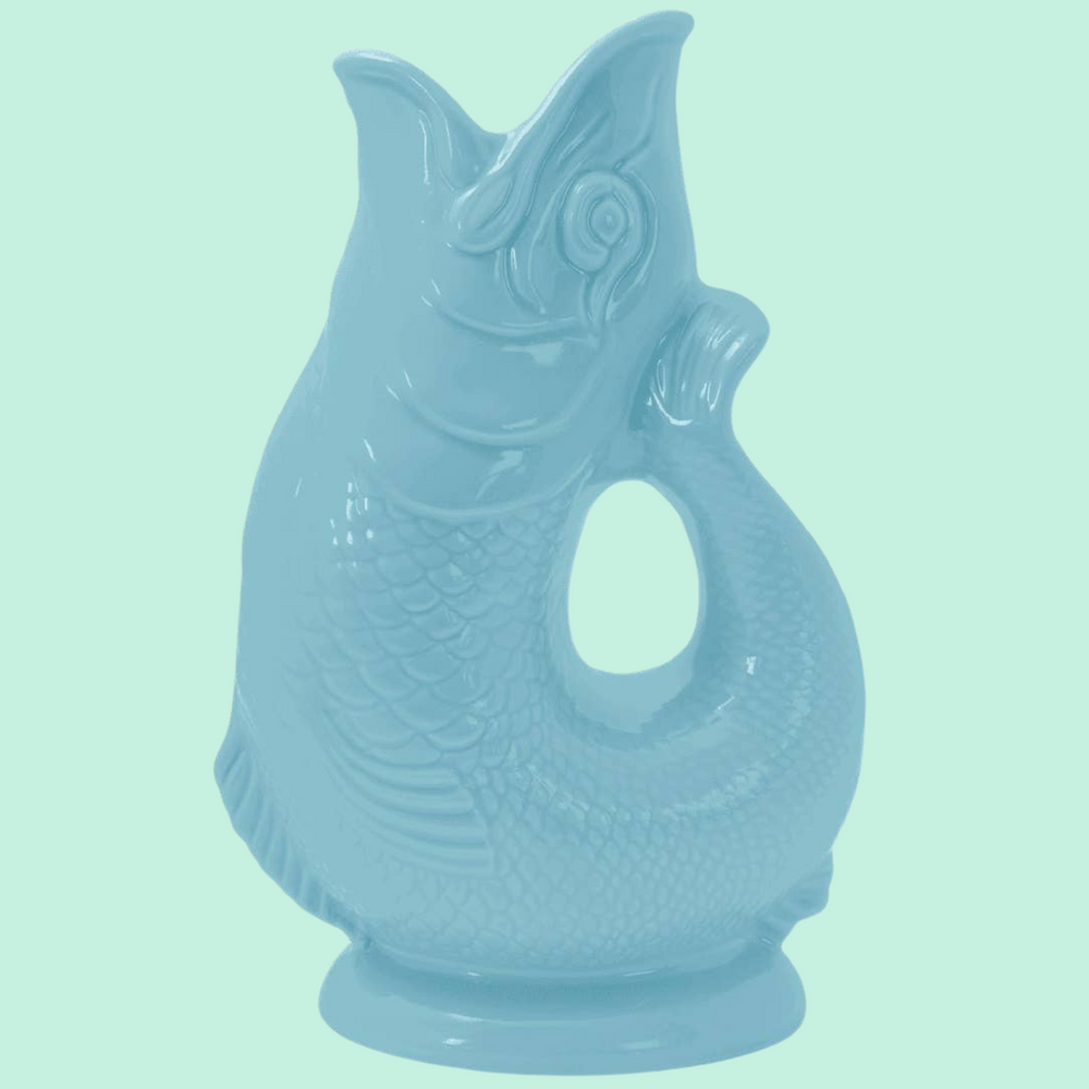 
                  
                    The gluggle jug original gurglepot fish pitcher in pale blue
                  
                
