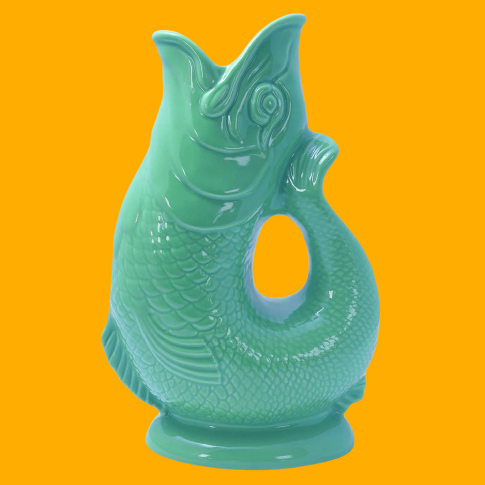 
                  
                    The gluggle jug original gurglepot fish pitcher in sea green
                  
                