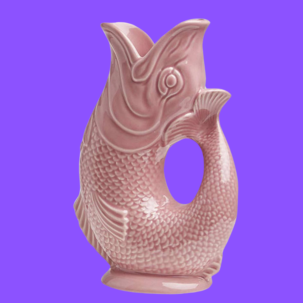 
                  
                    The gluggle jug original gurglepot fish pitcher in pink
                  
                