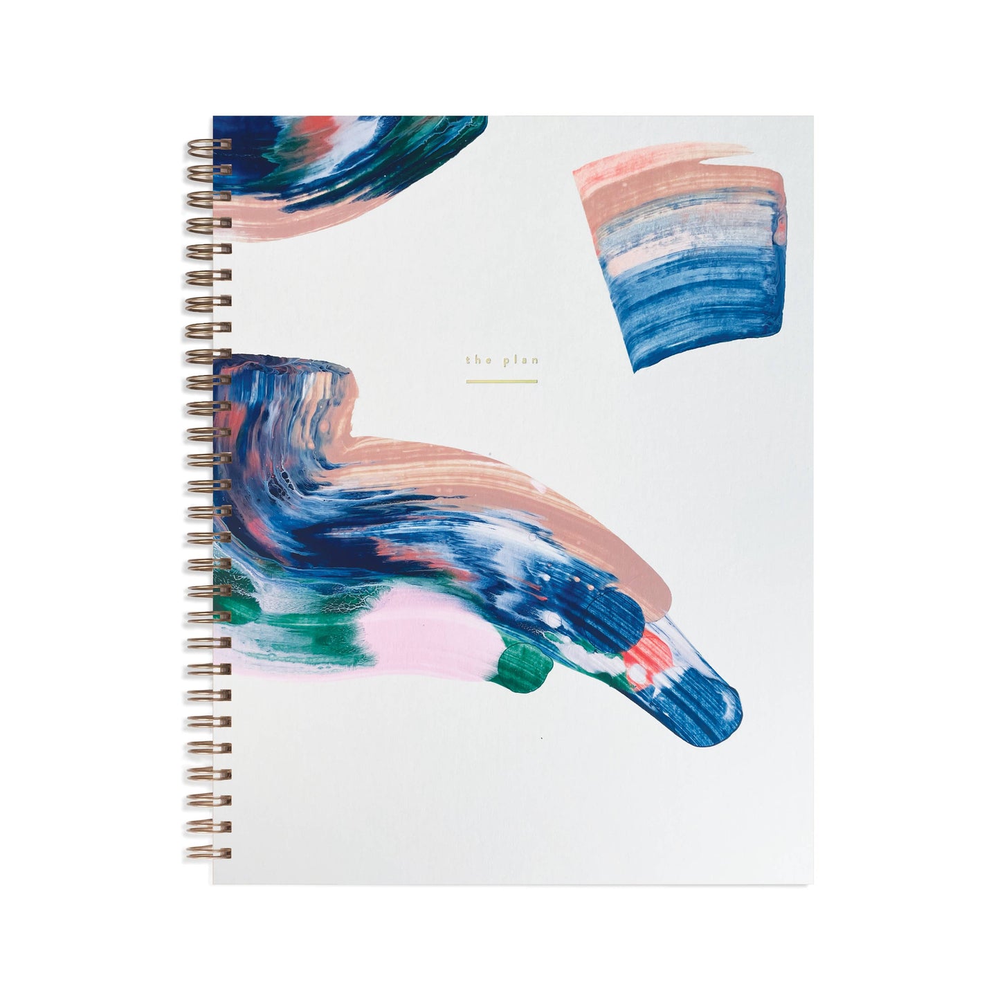 
                  
                    Hand painted notebooks in weekly undated planner style with blue paint smears
                  
                