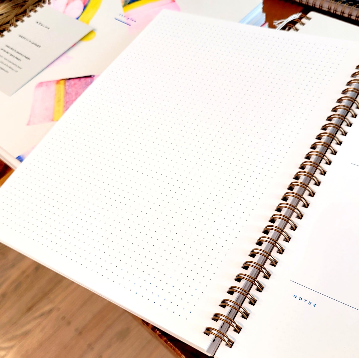 
                  
                    Dot grid planning pages in our planner style hand painted notebooks
                  
                