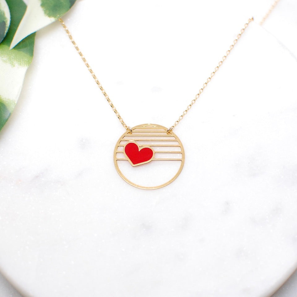 Circle Heart Necklace by Aqua Cherry