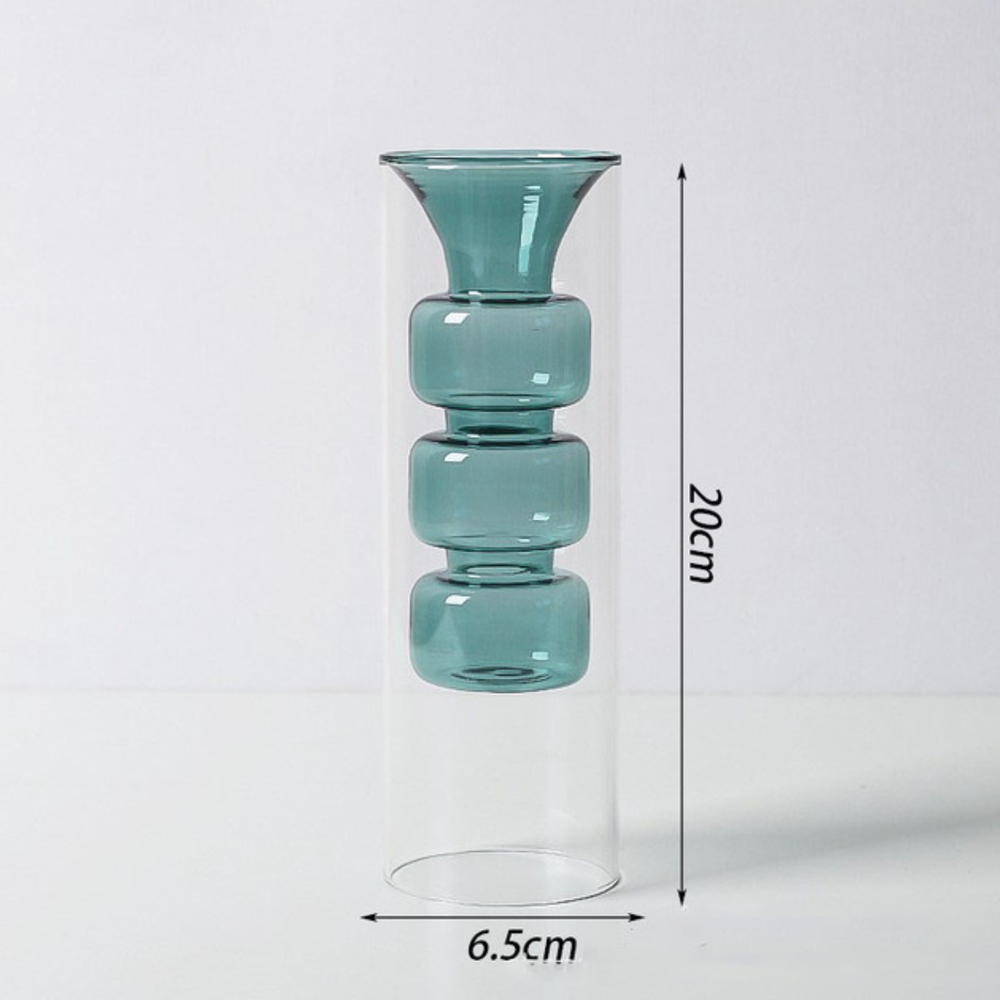 
                  
                    Double layer nordic glass vase in green
                  
                