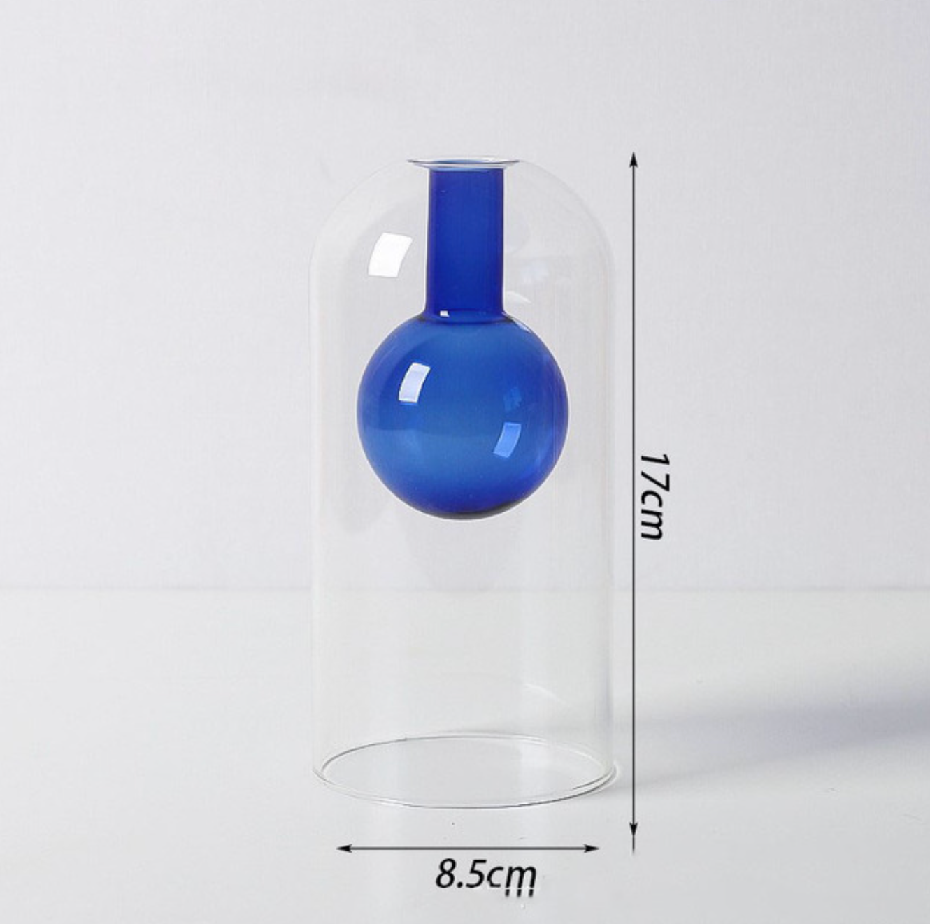 
                  
                    Double layer nordic glass vase in deep blue bulb shape
                  
                