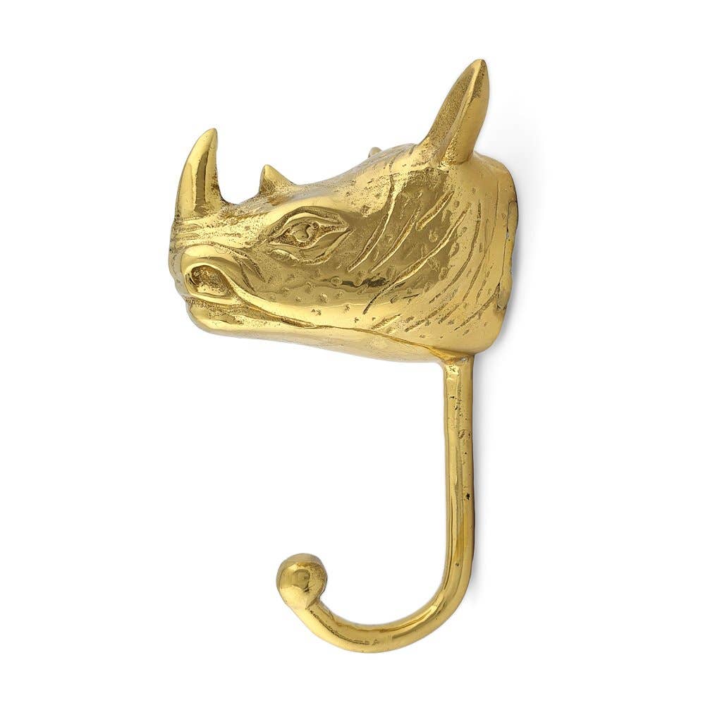 Side view of a solid brass rhino hook