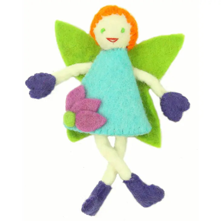 
                  
                    Handmade felt tooth fairy pillow with red hair, green wings, and a back pocket for holding tooth fairy notes
                  
                