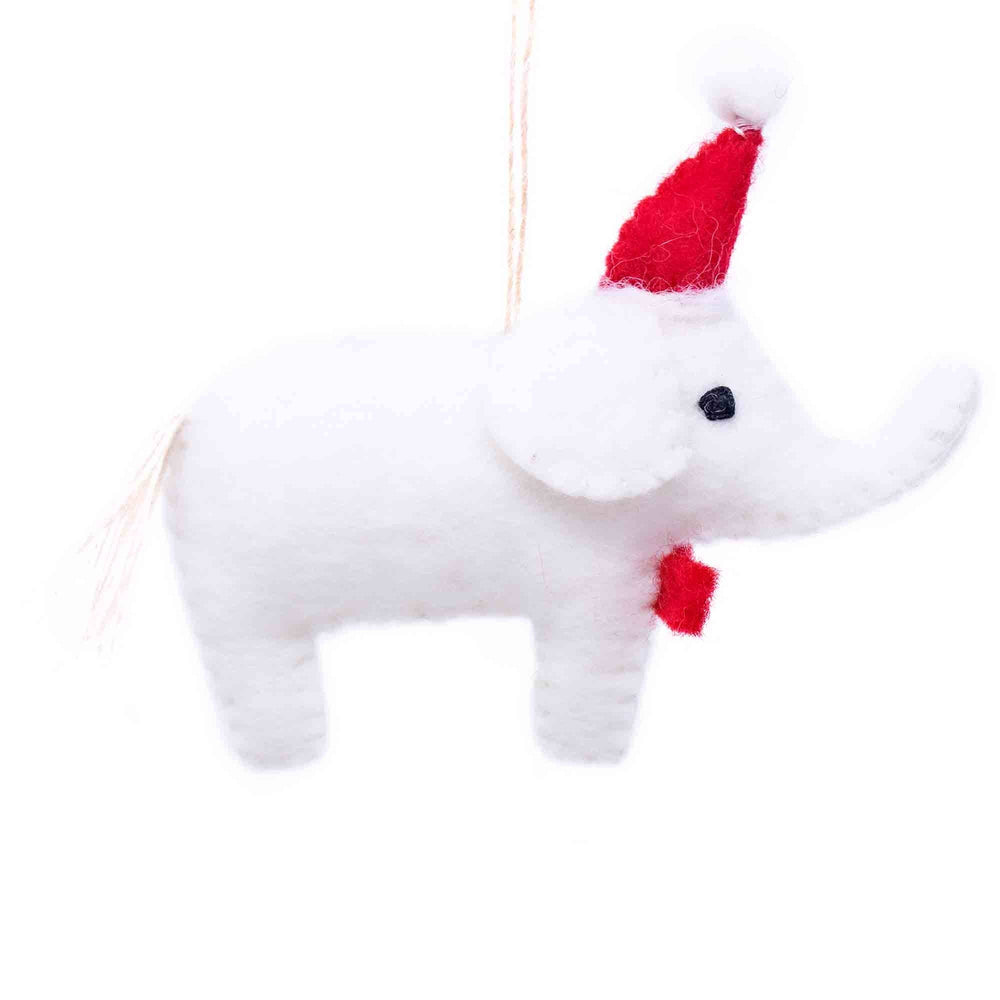 Felt Holiday Ornament - White Elephant Santa